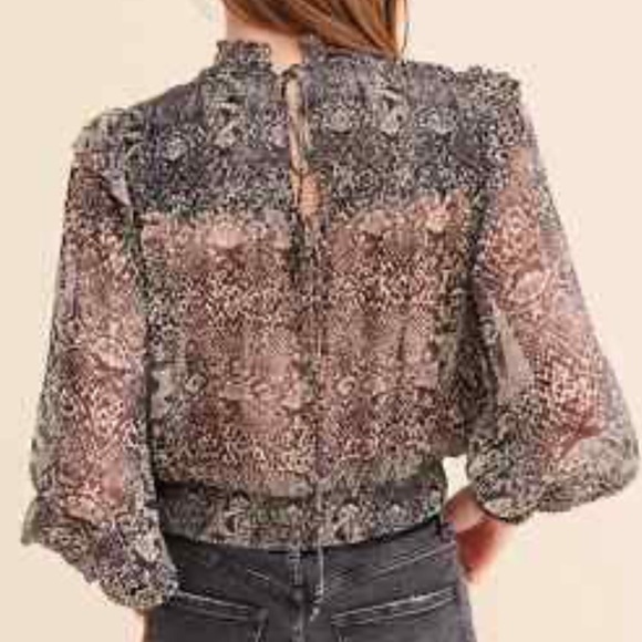 Free People Roma Blouse Snakeskin Print Size Large - Picture 11 of 11